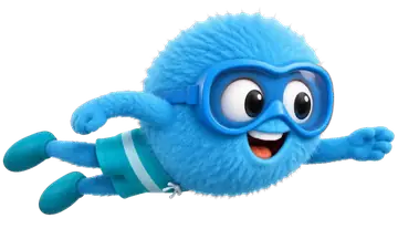 Blauwe Swimie zwemt borstcrawl